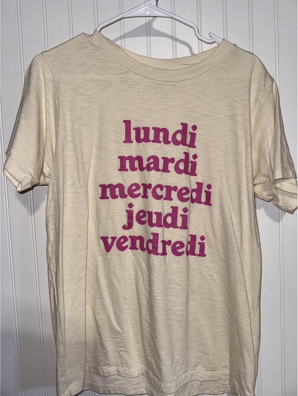 J.Crew French Days of the Week Slub Cotton Graphic Tee L